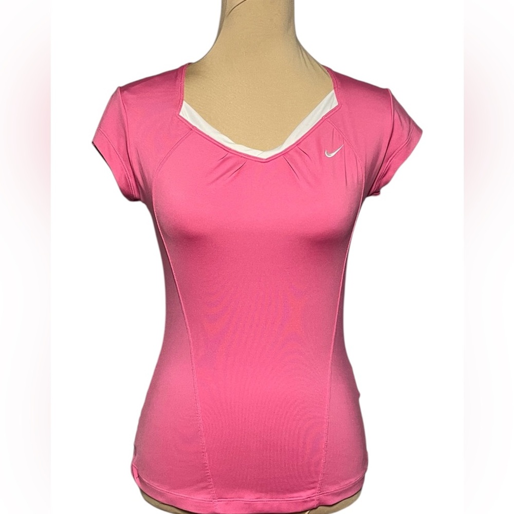 NWOT Nike Dri-FIT Pink and White Athletic Top, Size M